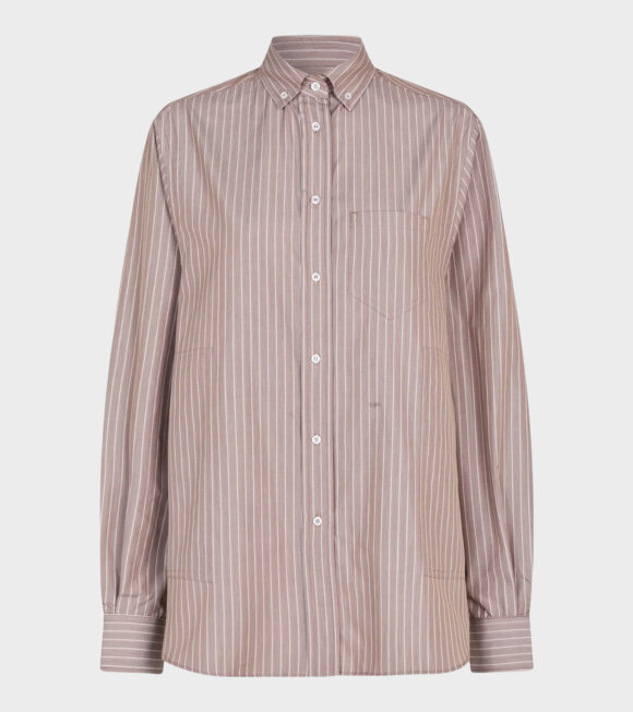 Saks Potts - William Shirt Brown Shadow Stripe