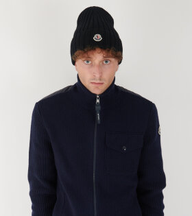 Ribbed Logo Beanie Navy