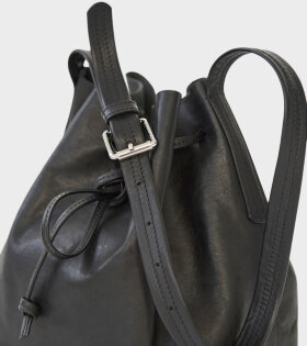 Full Grain Leather Bucket Bag Black