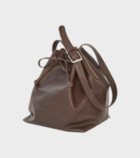 Full Grain Leather Bucket Bag Brown