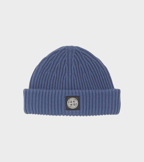 Stone Island - Rib Wool Logo Beanie Blue