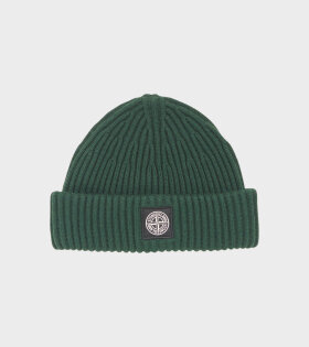 Rib Wool Logo Beanie Forest Green