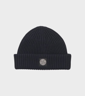 Rib Wool Logo Beanie Dark Navy