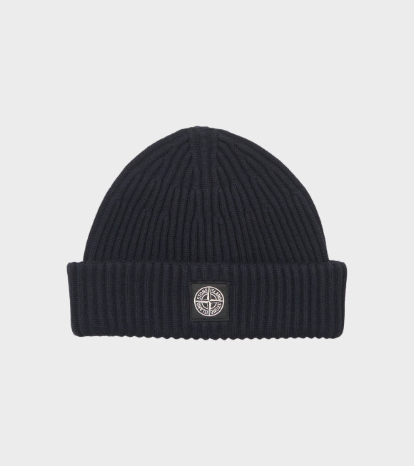 Stone Island - Rib Wool Logo Beanie Dark Navy