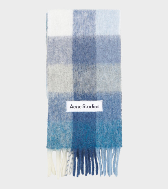 Acne Studios - Mohair Checked Scarf Indigo/Grey/Light Blue