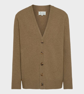 Wool V-neck Knit Cardigan Brown Melange