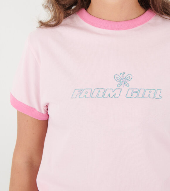 Sky High Farm - Farm Girl Ringer T-shirt Pink