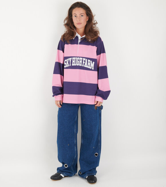 Sky High Farm - Rugby Polo Pink Stripe