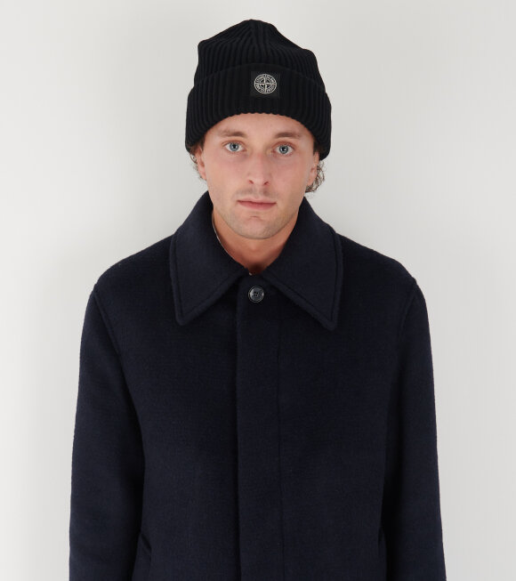 Stone Island - Rib Wool Logo Beanie Black