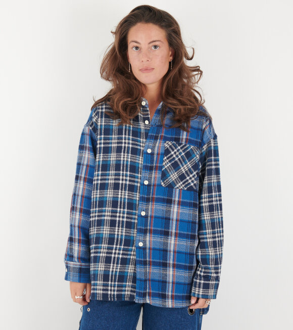 Beams Boy - Work Check Shirt Blue Mix