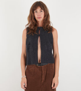 China Button Vest Charcoal