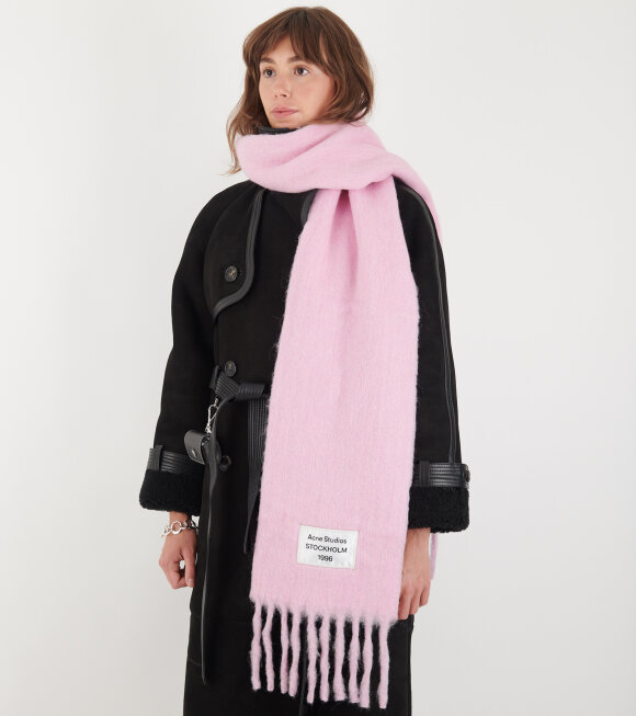 Acne Studios - Fringed Scarf Logo Label Pink/Lilac