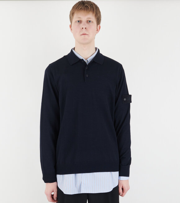 Stone Island - Ghost Wool L/S Polo Navy