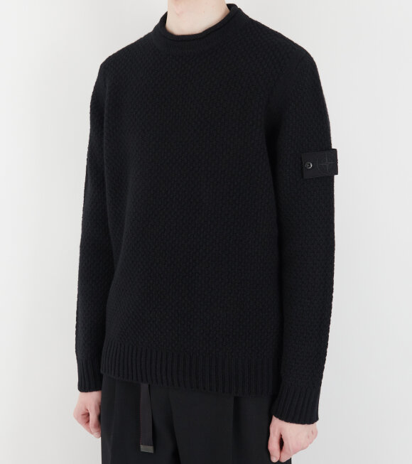 Stone Island - Ghost Chunky Fisherman Wool Knit Black