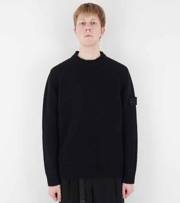 Stone Island - Ghost Chunky Fisherman Wool Knit Black