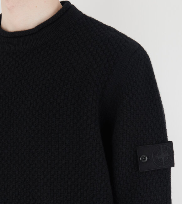 Stone Island - Ghost Chunky Fisherman Wool Knit Black