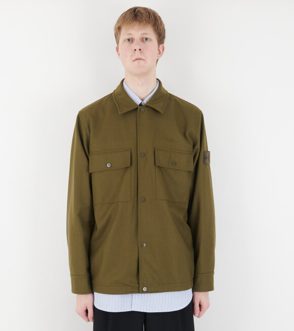 Stone Island - Ghost Wool Overshirt Olive Green