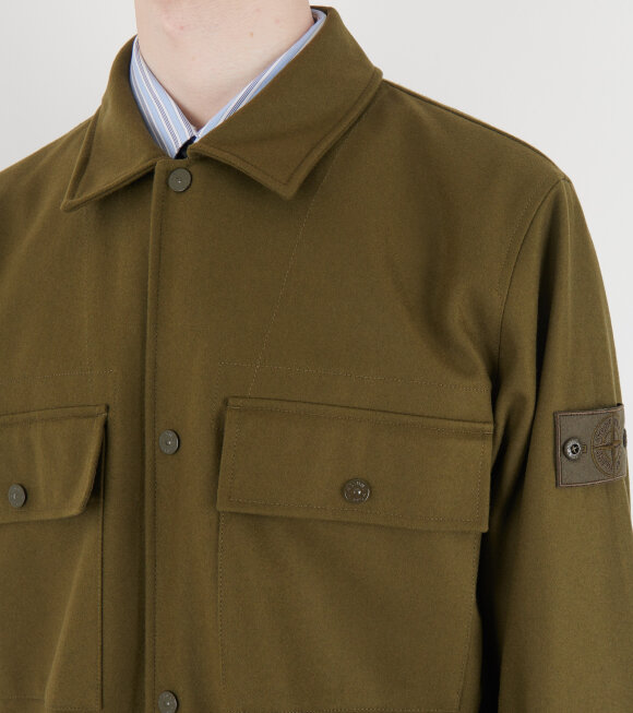 Stone Island - Ghost Wool Overshirt Olive Green