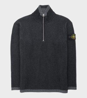 Rib Wool Half Zip Black