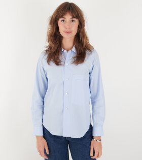 Ladies Round Collar Shirt Blue