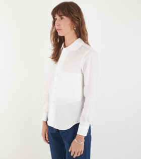 Ladies Round Collar Shirt White