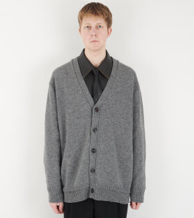 Wool V-neck Knit Cardigan Grey