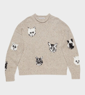 Jacquard Cat Jumper Beige