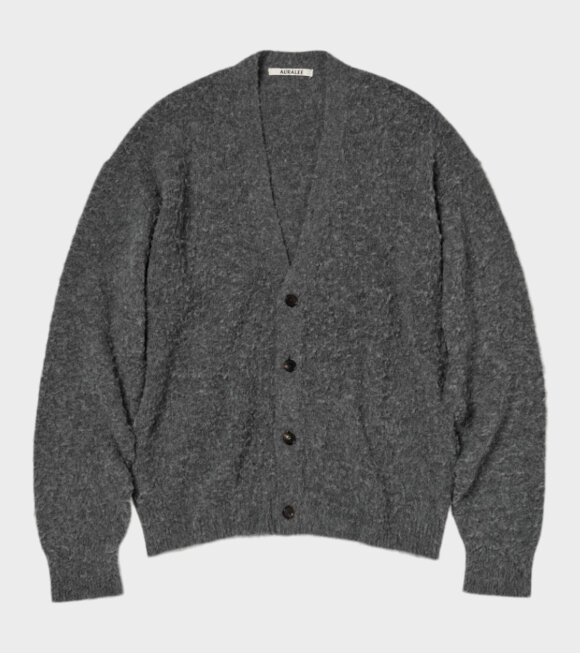 Auralee - Brushed Wool Cashmere Slik Knit Cardigan Gray