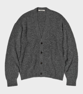 Brushed Wool Cashmere Slik Knit Cardigan Gray