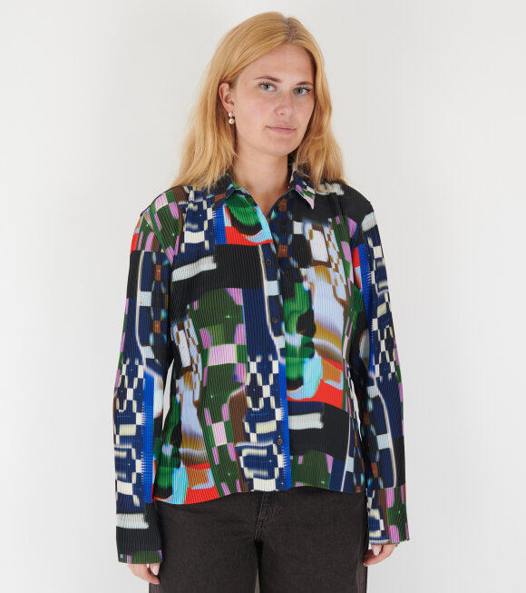 Henrik Vibskov - Knight Plisse Shirt Kaleidoscope Tetris