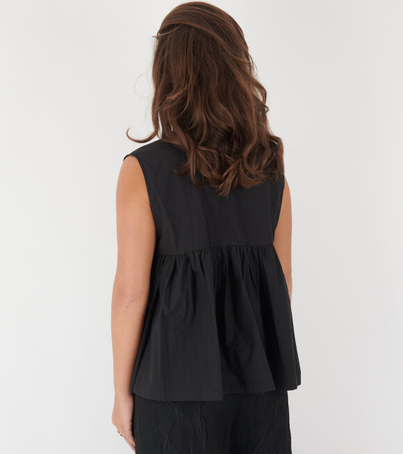 Amomento - Cotton Two-Way Shirring Top Black