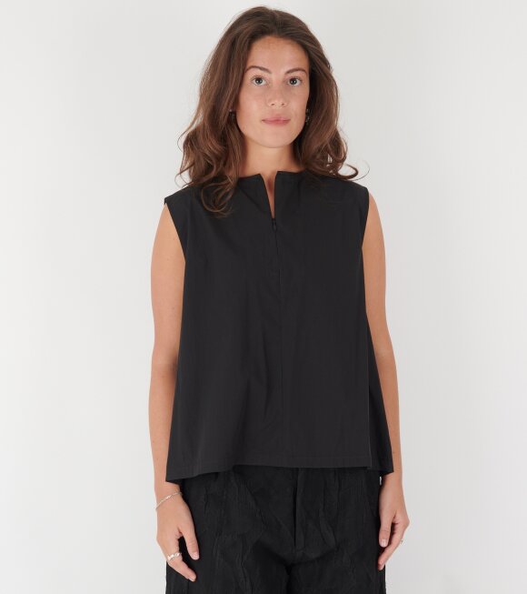 Amomento - Cotton Two-Way Shirring Top Black