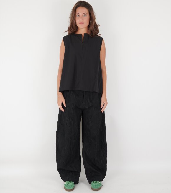 Amomento - Cotton Two-Way Shirring Top Black