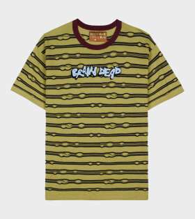 Embroidered Puckered Striped T-shirt Lime