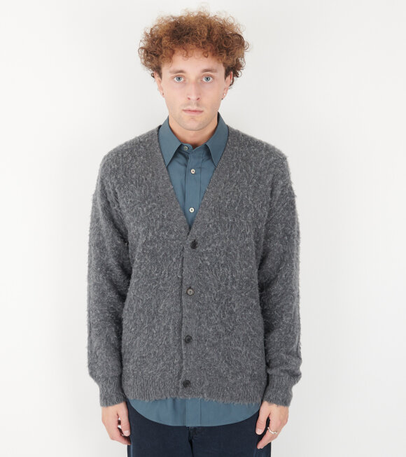 Auralee - Brushed Wool Cashmere Slik Knit Cardigan Gray