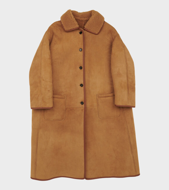 Cawley - Sheepskin Suede Curly Roo Coat Tan