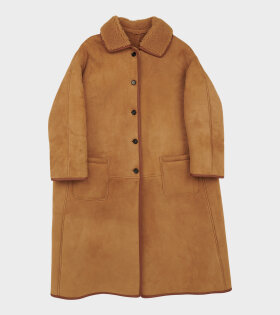 Sheepskin Suede Curly Roo Coat Tan