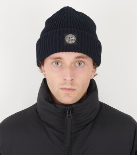 Rib Wool Logo Beanie Dark Navy