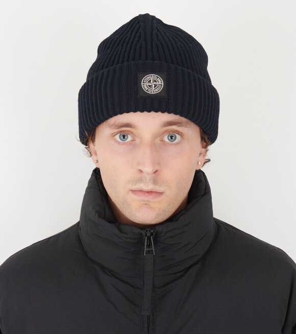 Stone Island - Rib Wool Logo Beanie Dark Navy