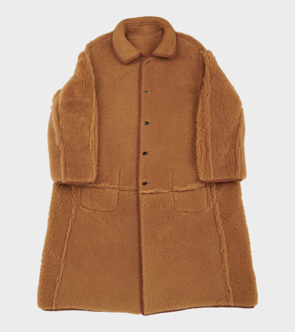 Cawley - Sheepskin Suede Curly Roo Coat Tan