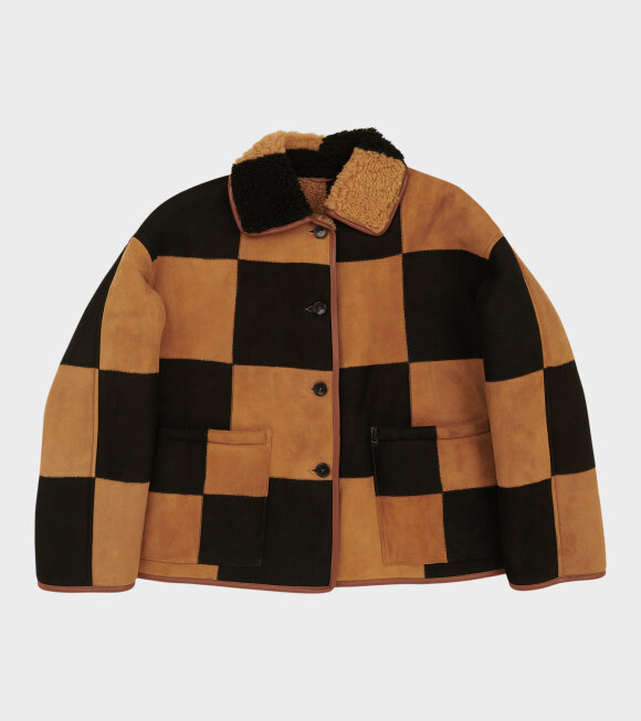 Cawley - Suede Back Curly Hair Check Avis Jacket Black/Tan