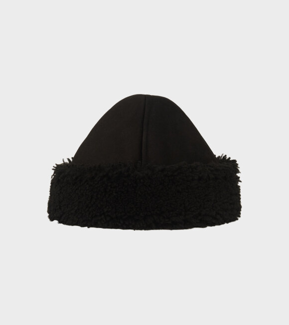 Cawley - Suede Back Curly Hair Cap Black