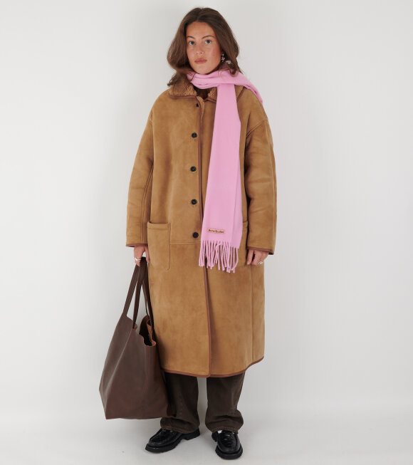 Cawley - Sheepskin Suede Curly Roo Coat Tan