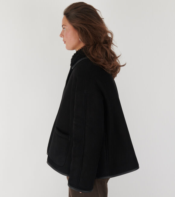 Cawley - Suede Back Curly Hair Avis Jacket Black