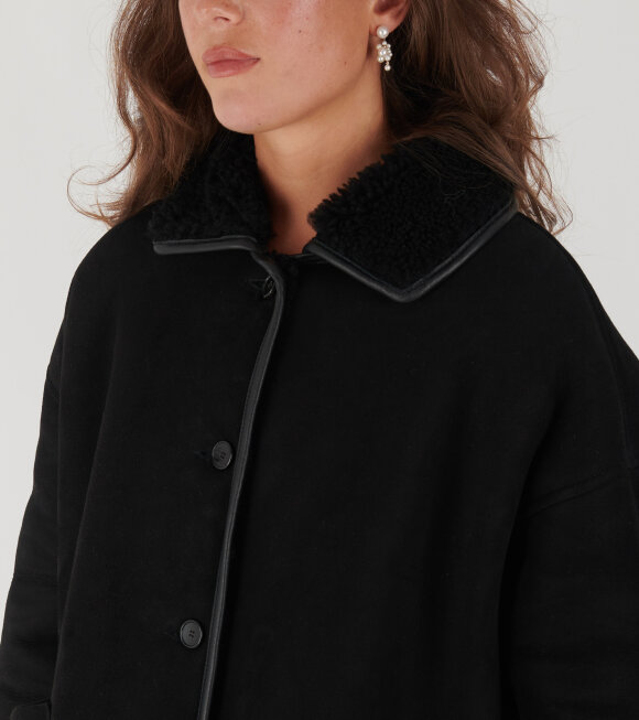 Cawley - Suede Back Curly Hair Avis Jacket Black