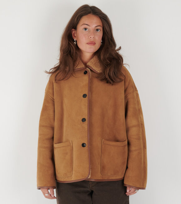 Cawley - Suede Back Curly Hair Avis Jacket Tan