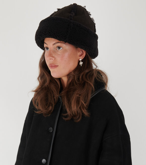 Cawley - Suede Back Curly Hair Seam Out Cap Chocolate