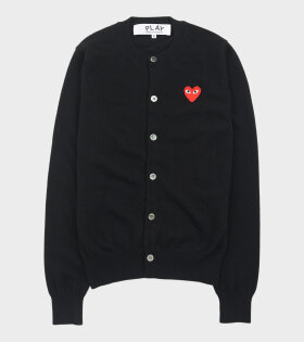 Red Heart Round Neck Cardigan Black 