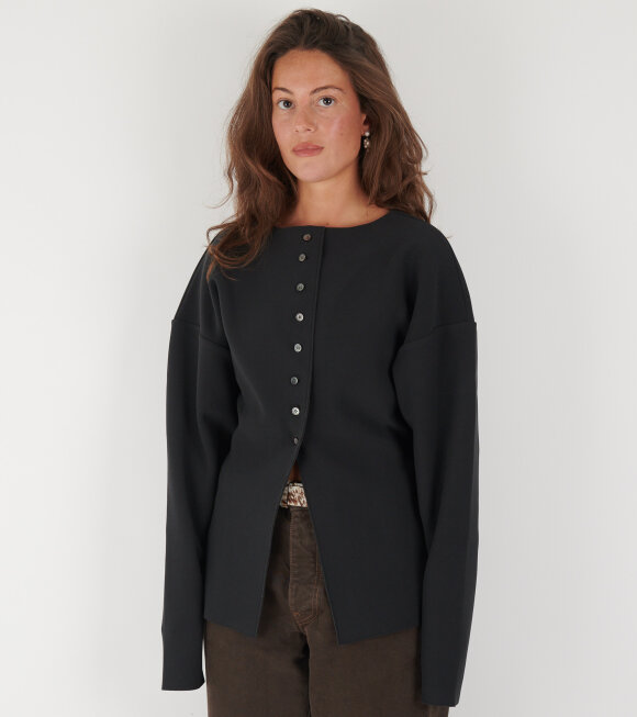 Birrot - Lay 3 Boatneck Cardigan Anthracite