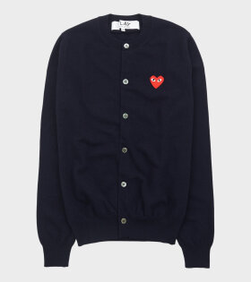 Red Heart Round Neck Cardigan Navy